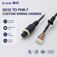 Connecteur d'aviation femelle GX12 PHR-7 7P 2.0mm avec faisceau de câbles personnalisé et fils de signal multicolores