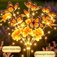 Lampu Bunga LED Tenaga Surya untuk Luar Ruangan, Bentuk Kupu-kupu, Marigold, Lavender, Hyacinth, Azalea, Snow Lotus, untuk Pesta, Taman, Jalan, Gerbang Keamanan