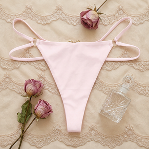 Women Sexy Heart <b>Ring</b> Thong Panties Double Straps Low Waist T-Back Underwear Solid Color Seamless Women's Lingerie Wholesale - Product Image 1