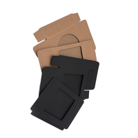 Boîte cadeau en papier kraft effet cuir avec revêtement UV et fenêtre de présentation gaufrée pour sous-verres et autocollants de réfrigérateur