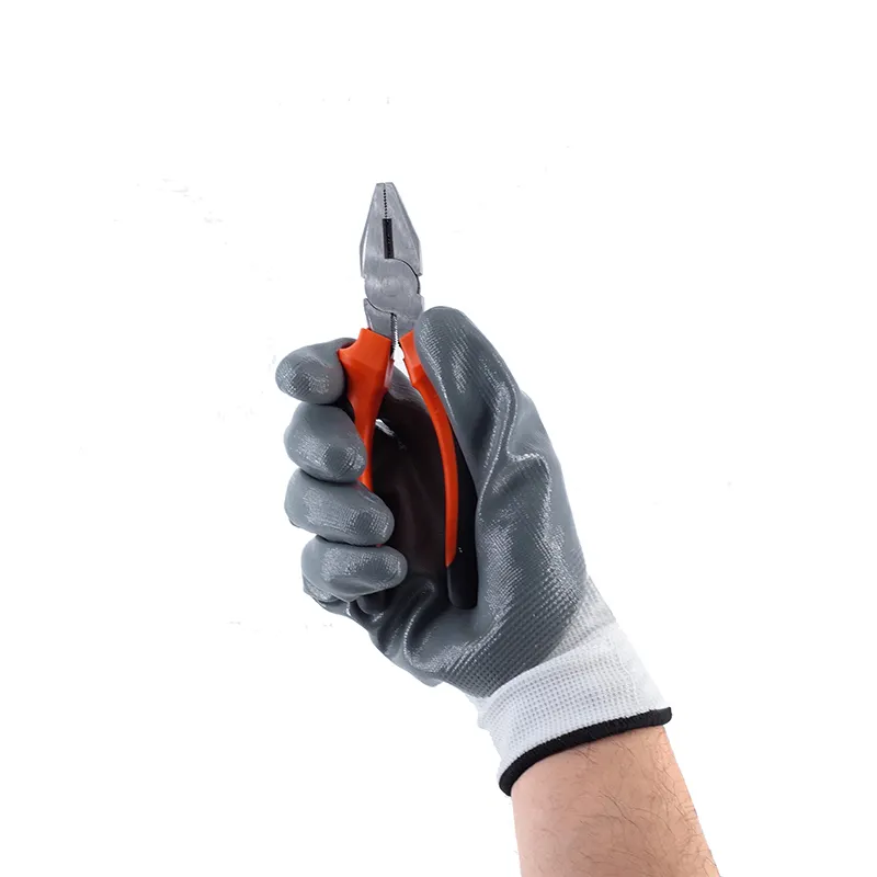 Gants de travail imperméables en nitrile blanc gris revêtement aux trois quarts résistant à l'usure