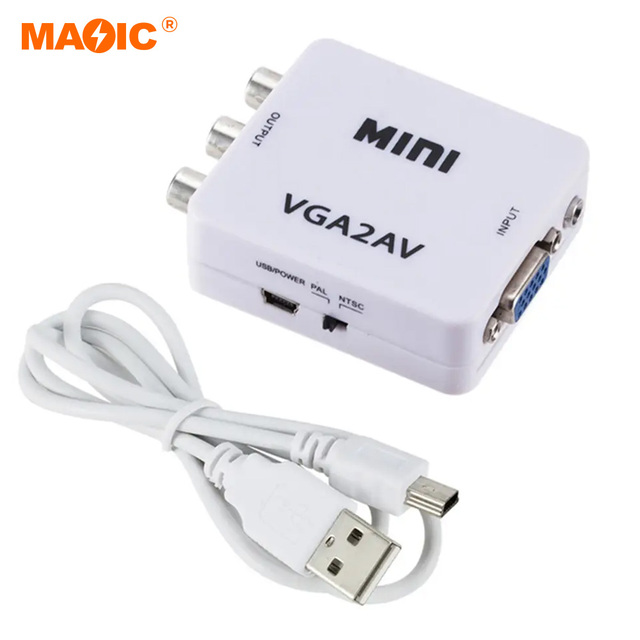 Mini hdmi to Vga Audio and Video Converter Vga to hdmi Small White Box Mini HDMI2VGA Adapter Vga2hdmi Vga2av Vga to Av