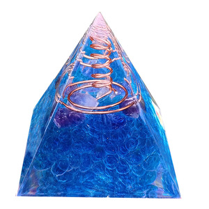 <b>Crystal</b> <b>Chip</b> Pyramid Resin Epoxy Craft Desktop Ornament Blue Glass Home Decoration - Product Image 5