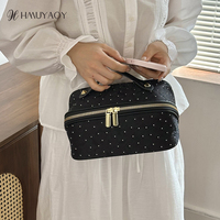 Élégant étui de rangement portable en jacquard floral chinois avec strass, fermeture éclair en PU, étanche, pour voyage