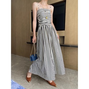 Vestido Tubo Ajustado con Tirantes, Diseño Vintage con Textura Plizada, Rayas Blancas y <span class=keywords><strong>Negras</strong></span>, Sn7479 - Product Image 3