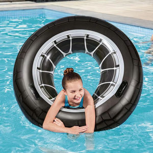 <span class=keywords><strong>Tube</strong></span> flottant d'anneau de bain de pneu de <span class=keywords><strong>roue</strong></span> gonflable en PVC adapté aux enfants avec poignées pour les activités nautiques - Product Image 1