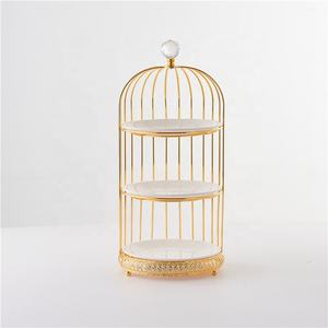 Plateau de présentation en céramique d'outils de gâteau de mariage d'or en métal 2 Tier 3 - Product Image 2