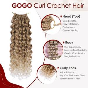 Extensiones de Cabello Sintético <span class=keywords><strong>GoGo</strong></span> Curl de 12 Pulgadas, Fibra de Proteína, para Trenzado con Crochet, Doble Trama, Empaque Personalizable, Ondas de Agua - Product Image 3