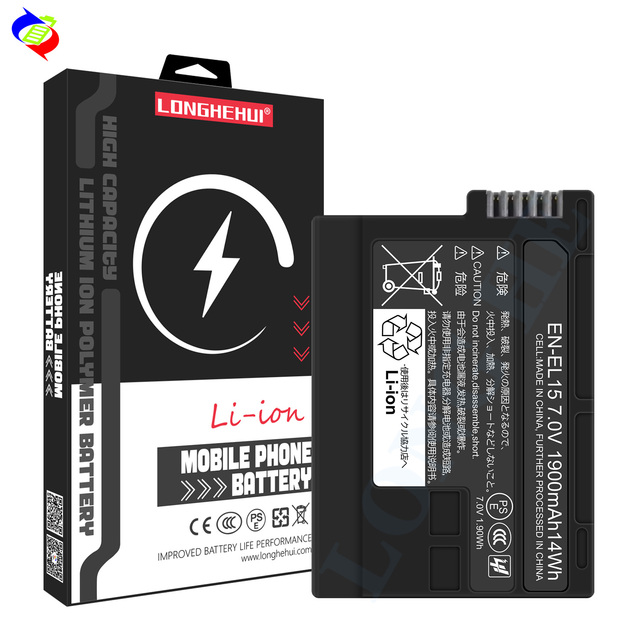 1900mAh EN-EL15 Camera Lithium Battery for Nikon D7000 D7100 D7200 D780 D610 D800 D810