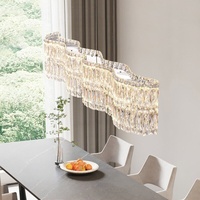 Lustre en cristal pour salle à manger, nouvelle arrivée, luminaire suspendu de luxe, style italien moderne minimaliste, LED, acier inoxydable, verre, bar