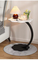 Table basse double moderne de luxe au design pétale, en verre et métal, pour salle à manger, salon, chambre, canapé, chevet - Vente en gros