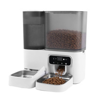 Distributeur automatique de nourriture et d'eau pour animaux de compagnie WiFi moderne avec charge automatique, 4L/3.5L, bols en acier inoxydable à gravité, contrôle par application pour chats et chiens