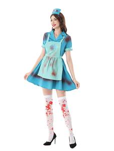 Costume de cosplay sexy d'infirmière ou de médecin pour femme, imprimé sanglant, pour Halloween 2026 – Robe de performance d'horreur - Product Image 3