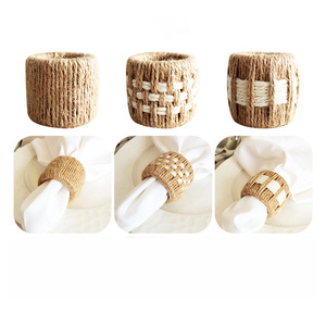 Style nordique en gros fait à la main en coton naturel <span class=keywords><strong>toile</strong></span> <span class=keywords><strong>de</strong></span> <span class=keywords><strong>jute</strong></span> anneau <span class=keywords><strong>de</strong></span> <span class=keywords><strong>serviette</strong></span> <span class=keywords><strong>de</strong></span> mariage - Product Image 3