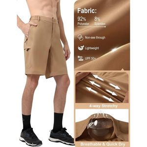 FOXA <b>Mens</b> Hiking Cargo <b>Shorts</b> Lightweight <b>Elastic</b> <b>Waist</b> Quick Dry 6 Zipper Pockets <b>For</b> Golf Fishing Casual Wear - Product Image 5