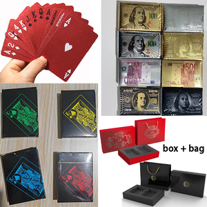 2025 nuevo Golden Rose Poker Casino diseño personalizado plástico Oro Negro hoja naipes barajar Baloot doble Euro dólar <span class=keywords><strong>dinero</strong></span> - Product Image 6