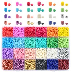 Wholesale quality Seed Glass Beads Plastic Box 24 Slots Colors Shiny High Quality Seed Beads for Jewelry Diy Making