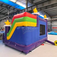 Château gonflable licorne arc-en-ciel avec toboggan et trampoline en PVC pour fêtes d'enfants et location commerciale