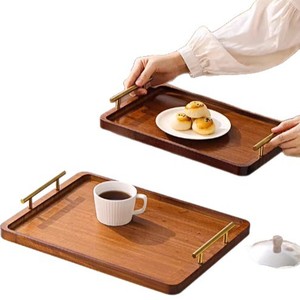 ถาดเสิร์ฟลายไม้พร้อมหูจับ วัสดุไม้ไผ่ สำหรับใช้ในบ้าน ใส่ชาและขนม - Product Image 5