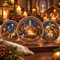 Pièce commémorative personnalisée en cuivre fin .999 de 1 oz, Noël et Nouvel An, Bon Pasteur, relief 3D, impression UV couleur, religieuse