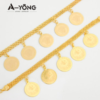 Ensemble de bijoux plaqué or de Dubaï au design original, collier et bracelet, ensemble de bijoux en forme de pièce de monnaie, vente en gros