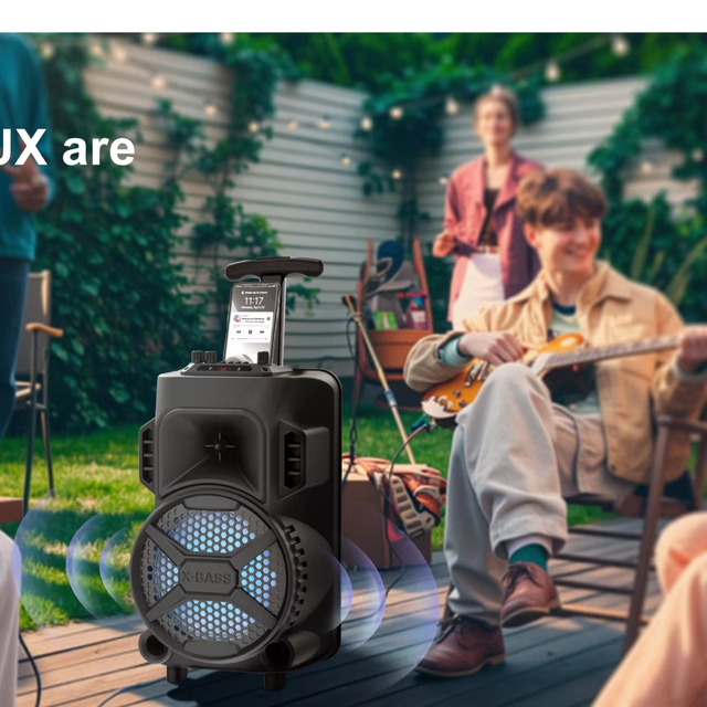 20W BT Party Speaker with Karaoke, RGB Lights & Portable Handle Indoor/Outdoor Event Speaker for DJ, Home Party