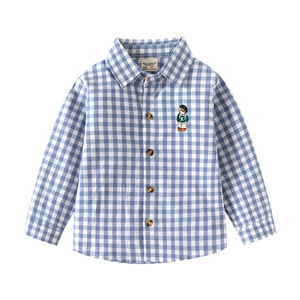 2024 nouveaux garçons à manches longues chemises coréen décontracté enfants revers chemises Animal dessin animé broderie bébé hauts-vêtements pour enfants - Product Image 2