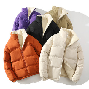 <b>Men's</b> Winter Stand Up Collar Puffer <b>Jacket</b> Thickened <b>Warm</b> Windproof Loose Fit Casual Coat With Fleece Lining - Product Image 1