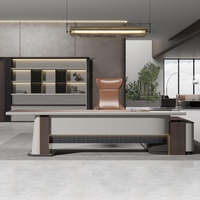 Furnitur Kantor Komersial Panel Kayu Ramah Lingkungan Mewah Modern, Mudah Dirakit, Dapat Diperpanjang, Desain Meja Direktur/CEO/Bos
