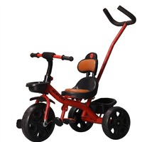 Tricycle pour bébé de haute qualité à 3 roues réglable avec dossier haut, poignée parentale, cadre en acier, tricycle en plastique sûr pour les petites filles