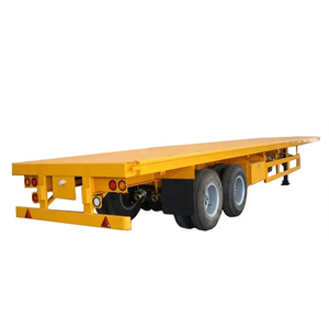 รถกึ่งพ่วงเตียงแบน45ft 40ft 30ตันพร้อมรถพ่วงบรรทุกวัสดุเหล็ก3เพลา - Product Image 1