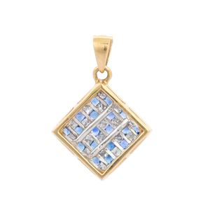 Colgante minimalista de oro amarillo sólido de 18 quilates, ajuste de bisel de piedras preciosas de zafiro azul cuadrado Natural para hombres y mujeres, encanto de fiesta - Product Image 4