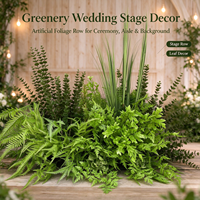 Composition de feuillage vert artificiel en rangée, feuilles de fougère en soie mélangées, toucher réaliste et naturel, pour décoration de scène de mariage et aménagement paysager