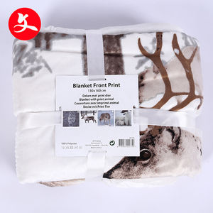 ผ้าห่มขนแกะพิมพ์ลายหมาป่าสีขาวแบบกำหนดเอง ผ้าห่มขนแกะฟลานเนลเชอร์ปา - Product Image 3