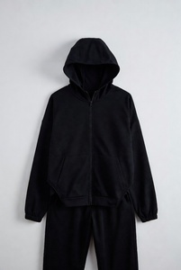 Survêtement de sport bleu marine imprimé, motif abstrait à effets de pinceaux, veste à capuche entièrement zippée, pantalon de jogging athlétique - Product Image 6