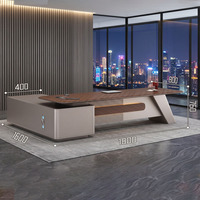 Bureau de direction professionnel de luxe, moderne, sur mesure, en forme de L, avec éclairage LED, en placage, pour PDG, directeur général, entreprise, bureau