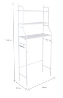 Étagère de rangement 3 niveaux pour machine à laver Cedar Space, organisateur de salle de bain, cadre en acier blanc, type autoportant, gain de place
