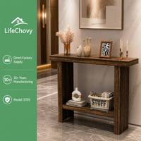 Table console rustique marron durable, table d'entrée étroite pour couloir, table de canapé moderne à 2 niveaux avec inspection de qualité à 100 %