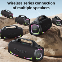 ZEALOT S79 Speaker suara Stereo 100W, Speaker suara Stereo, Bass ekstra, lampu LED sinkronisasi pesta, Power Bank bawaan, Speaker luar ruangan tahan air IPX6
