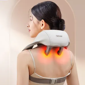 Techlove 6 masaj kafaları elektronik boyun ve omuz sıcak ovmak akupresür Recharged ağrı akıllı boyun masajı rahatlatmak