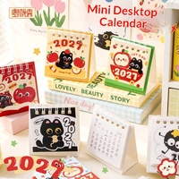 Mini calendrier de bureau 2027 – Support de notes pour étudiants, motif chat noir mignon, idéal pour la gestion des tâches et comme petits cadeaux de récompense pour étudiants