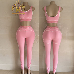 Tute da <span class=keywords><strong>donna</strong></span> personalizzate di alta qualità gilet Crop Top e Leggings 2 pezzi Set pantaloni <span class=keywords><strong>Casual</strong></span> da jogging due pezzi Set abiti da <span class=keywords><strong>donna</strong></span> - Product Image 4