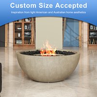 Brasero rond en béton pour extérieur, table de feu au propane pour jardin et patio avec pierres de lave et bûches