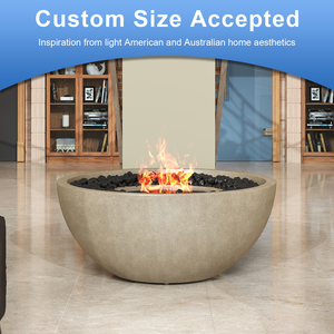 Brasero rond en béton pour extérieur, table de feu au propane pour jardin et patio avec pierres de lave et bûches - Product Image 2