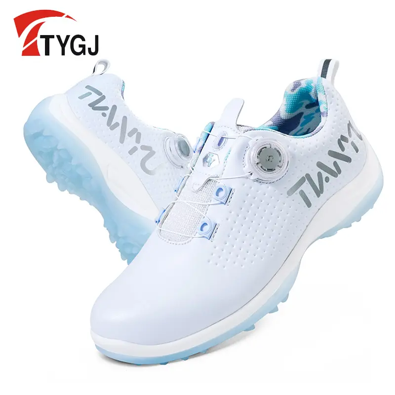 TTYGJ Golf Women's Shoe Waterproof, Comfortable, Lightweight Snap Button Shock Absorbing Golf Sports Shoes Trendy, Breathable, a
