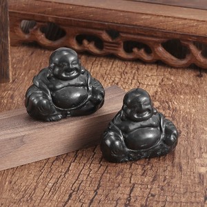 Figura de Buda Maitreya Sonriente Tallada a Mano en Shungita Natural, Amuleto Oriental de la Fortuna, Decoración para el Hogar y Escritorio - Product Image 3