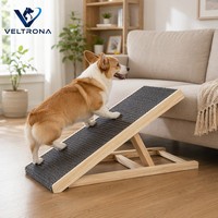 Ramp Lipat Anjing Kayu Solid 2 Tingkat dengan Ketinggian yang Dapat Disesuaikan untuk Sofa, Tangga Hewan Peliharaan Portabel Anti Selip