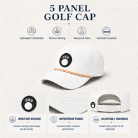 Gorra de Golf de 5 Paneles con Logotipo de Goma en Relieve Personalizado, Borde Curvo Perforado con Láser, Estilo Marinero, Unisex