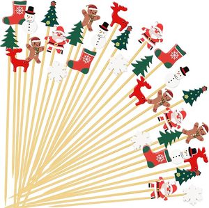 Stuzzicadenti in Bambù a Tema Natalizio, Confezione Sigillata in Sacchetto OPP, Pupazzo <span class=keywords><strong>di</strong></span> Neve e Calza <span class=keywords><strong>di</strong></span> Babbo <span class=keywords><strong>Natale</strong></span>, 5 Pollici, per Antipasti e Decorazioni - Product Image 2