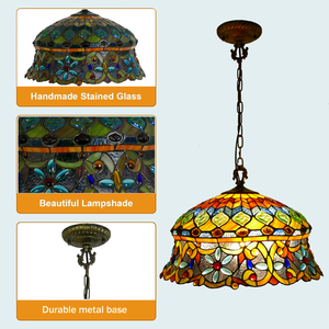 Tiffany İskandinav el yapımı abajur akdeniz pastoral çalışma yemek odası yatak oturma odası koridor balkon lambası avize - Product Image 6